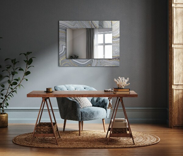 Espelho decorativo com motivos abstratos em mármore