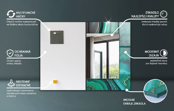 Espelho decorativo com textura abstrata verde