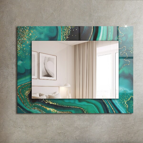 Espelho decorativo com textura abstrata verde