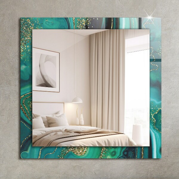 Espelho decorativo com textura abstrata verde