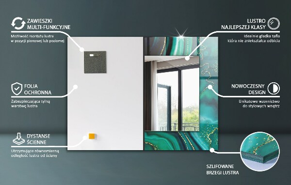 Espelho decorativo com textura abstrata verde