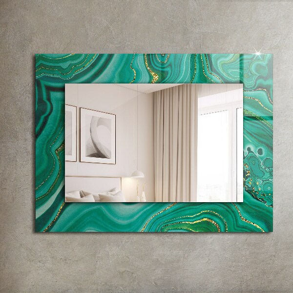 Espelho com moldura decorada em textura abstrata verde
