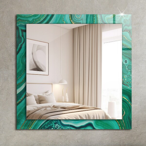 Espelho com moldura decorada em textura abstrata verde