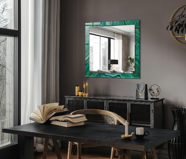 Espelho com moldura decorada em textura abstrata verde