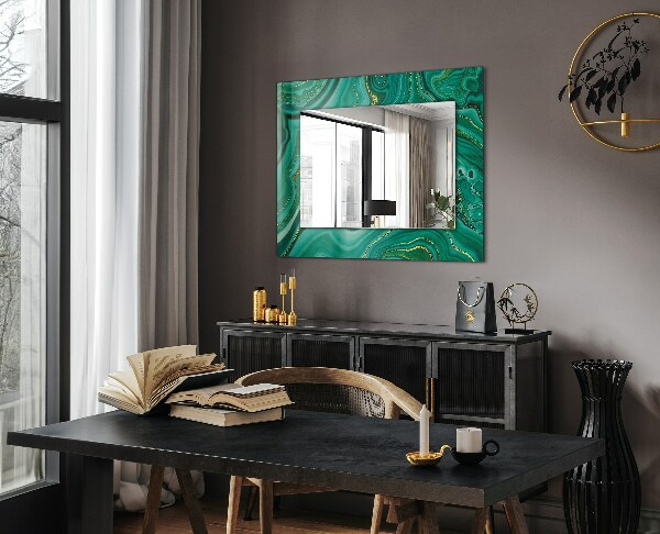 Espelho com moldura decorada em textura abstrata verde