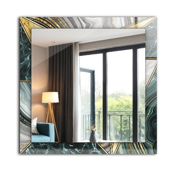 Espelho decorativo com padrão geométrico abstrato