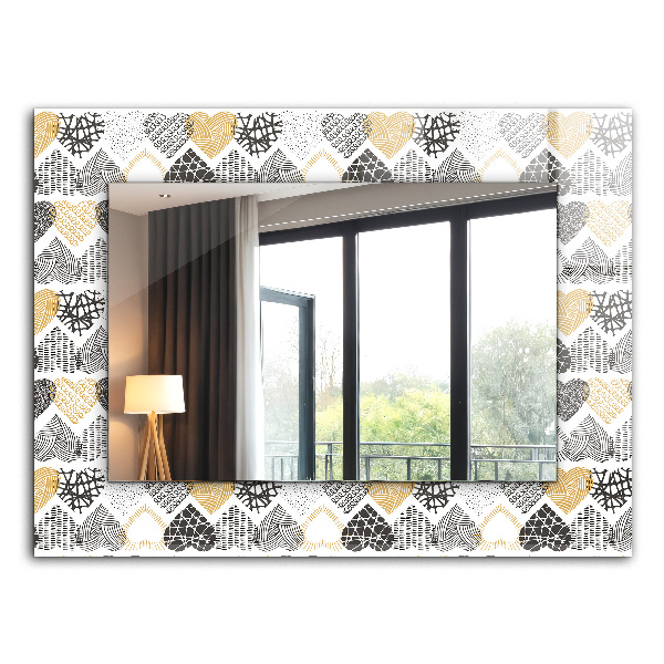 Espelho decorativo com tema de corações coloridos