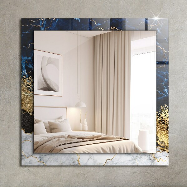 Espelho decorativo com estampa de mármore abstrato