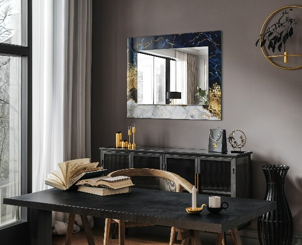 Espelho decorativo com estampa de mármore abstrato