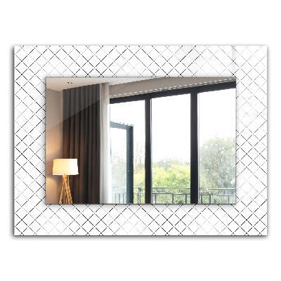 Espelho decorativo com estampa de tabuleiro de xadrez
