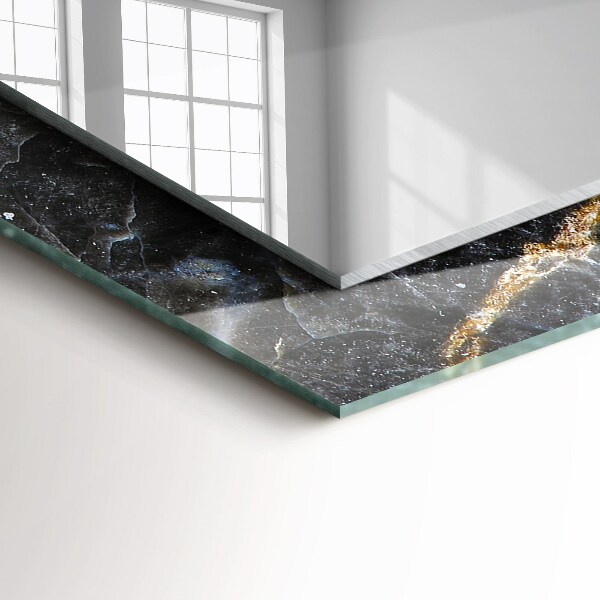 Espelho com moldura decorada em veios de mármore preto
