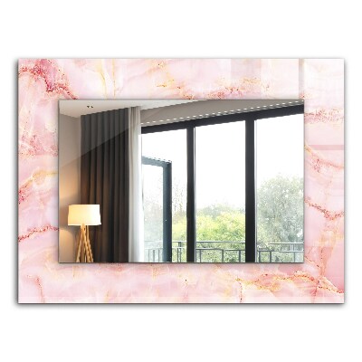 Espelho decorativo com padrão de mármore rosa