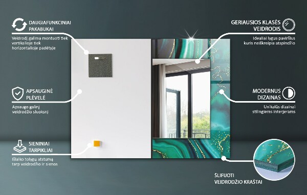 Espelho decorativo com círculos coloridos