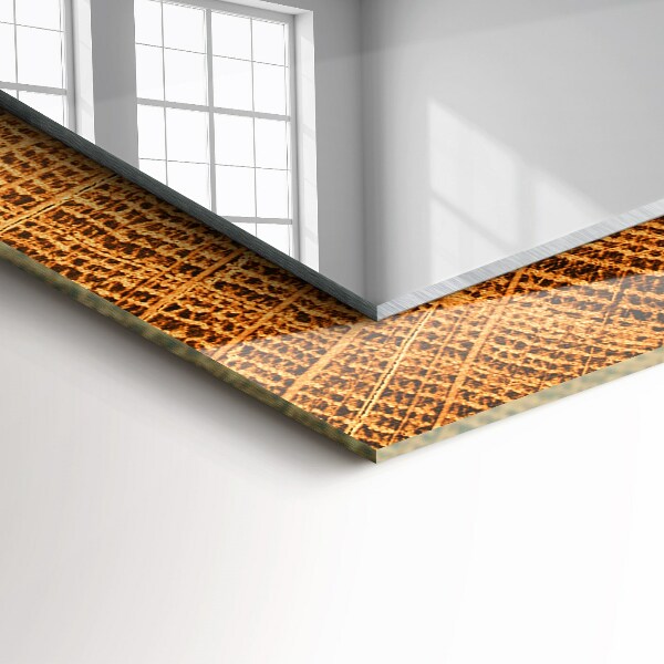 Espelho decorativo com estampa de anéis de crescimento de tronco de árvore