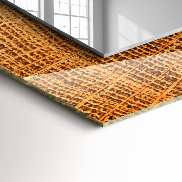 Espelho decorativo com estampa de anéis de crescimento de tronco de árvore