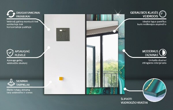 Espelho decorativo com moldura em madeira no formato de ondas