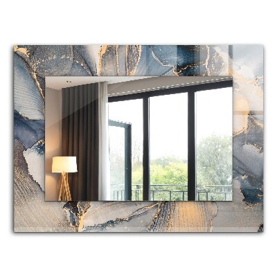 Espelho decorativo com arte abstrata azul