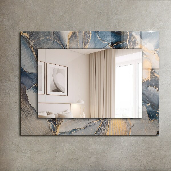Espelho decorativo com arte abstrata azul