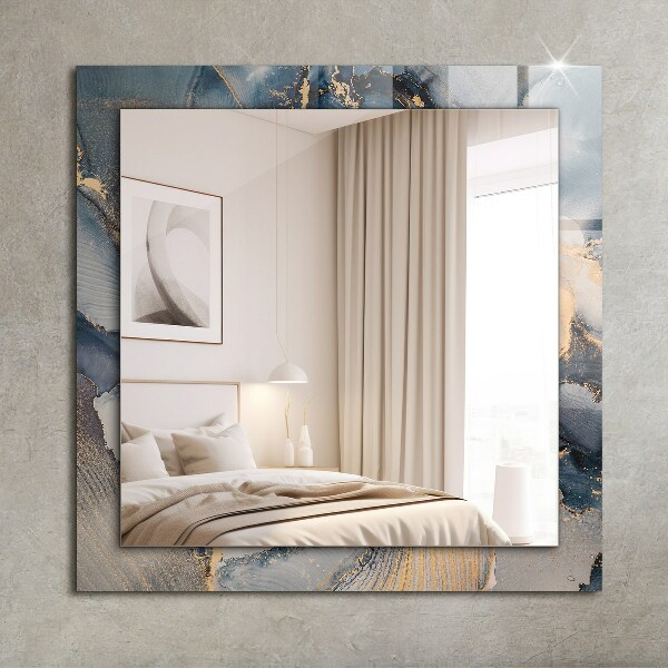 Espelho decorativo com arte abstrata azul