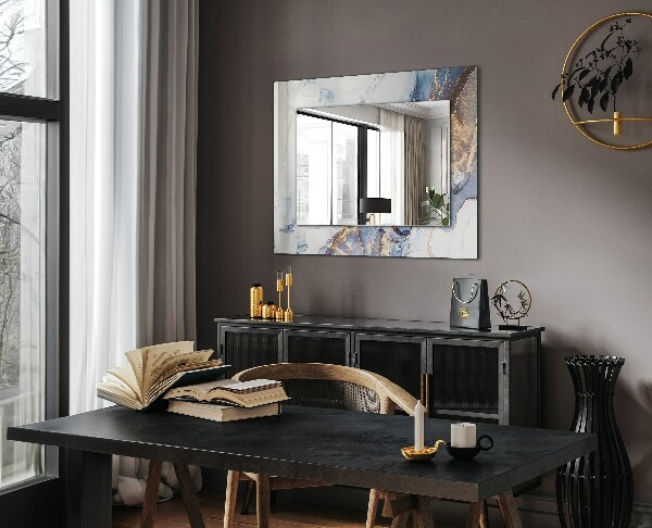 Espelho decorativo com arte abstrata em mármore