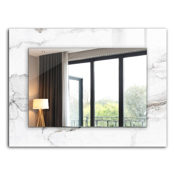 Espelho com moldura decorada em padrão de mármore branco