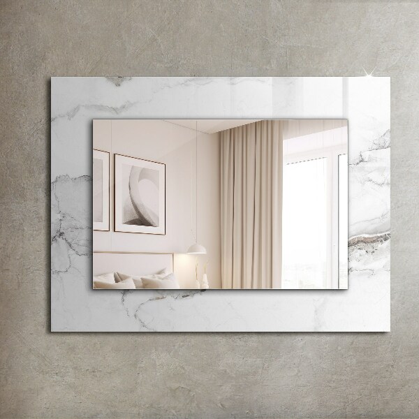 Espelho com moldura decorada em padrão de mármore branco