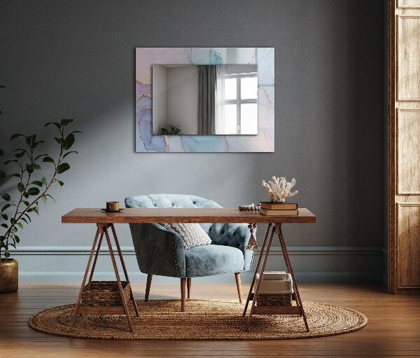 Espelho com moldura decorada com arte abstrata em aquarela