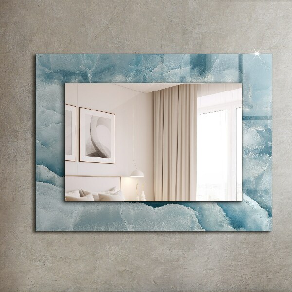 Espelho decorativo com textura de mármore azul