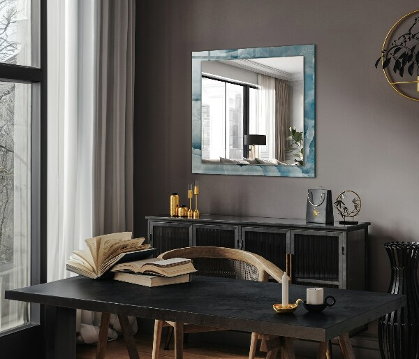 Espelho decorativo com textura de mármore azul