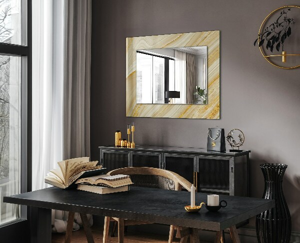 Espelho decorativo com estampa de listras amarelas abstratas