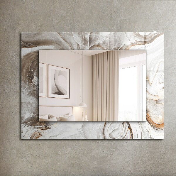 Espelho com moldura decorada em mármore com motivos abstratos
