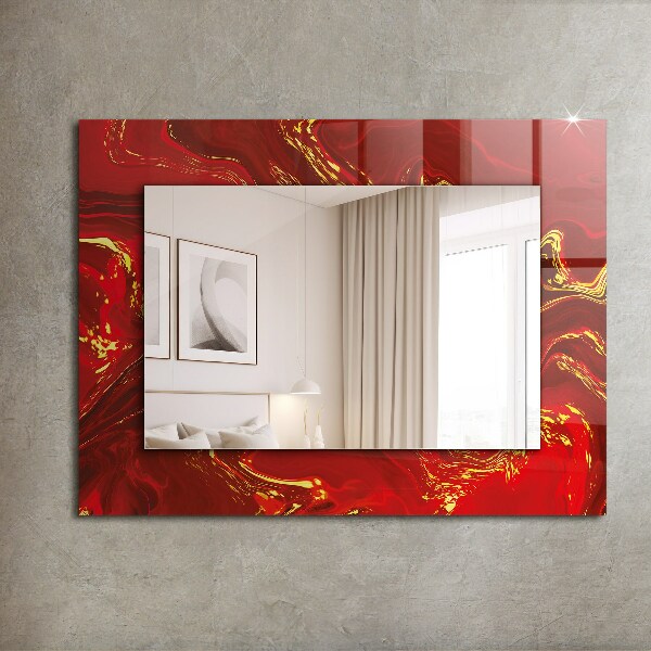Espelho decorativo com tema resumo vermelho