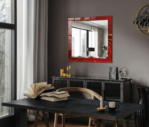 Espelho decorativo com tema resumo vermelho