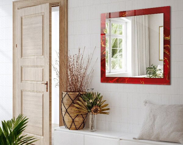 Espelho decorativo com tema resumo vermelho