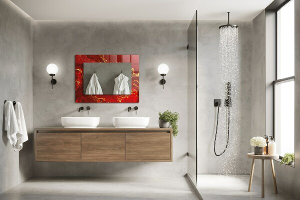 Espelho decorativo com tema resumo vermelho