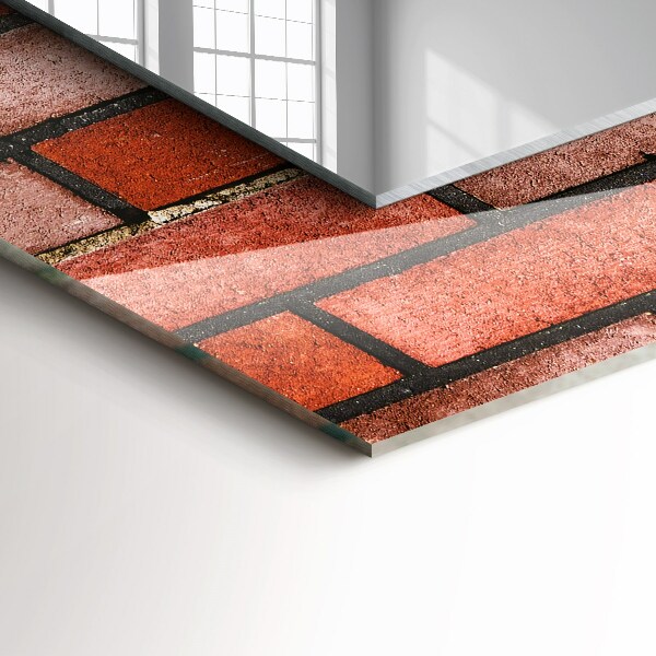 Espelho com moldura decorada estampa parede de tijolos vermelhos