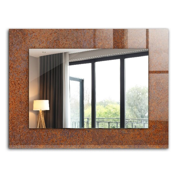 Espelho decorativo com superfície metálica enferrujada