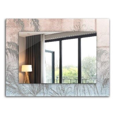 Espelho decorativo com estampa de plantas em tons pastel