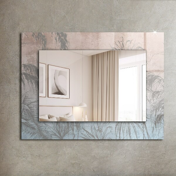 Espelho decorativo com estampa de plantas em tons pastel