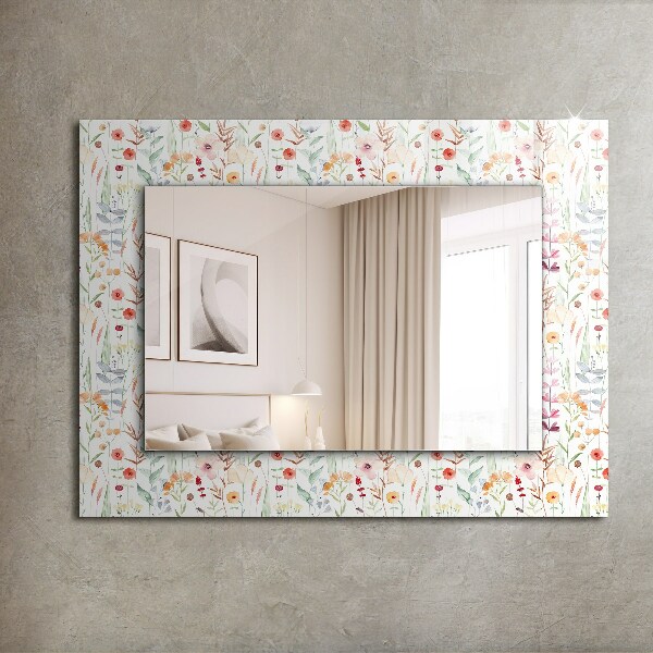 Espelho decorativo flores com estampa em aquarela