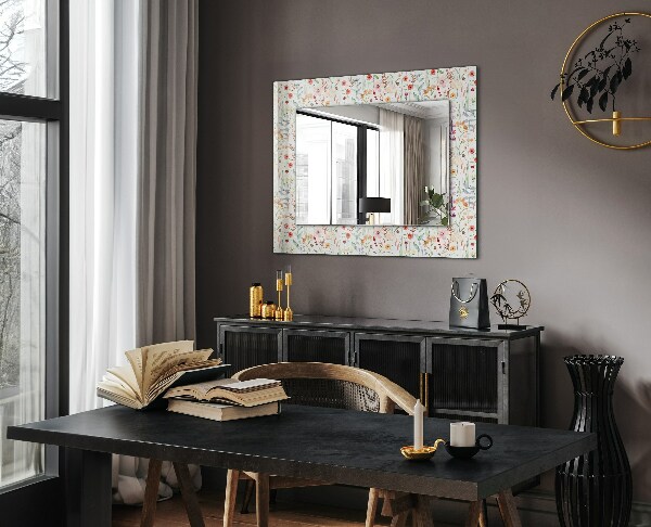 Espelho decorativo flores com estampa em aquarela