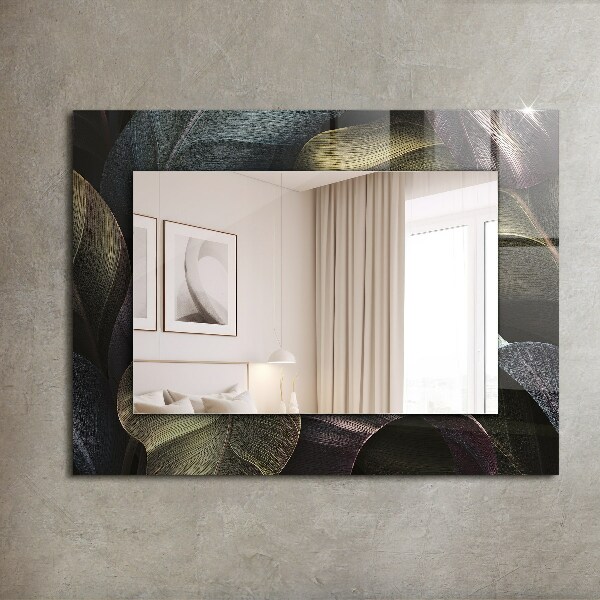 Espelho decorativo com folhas de planta coloridas