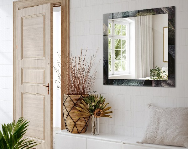 Espelho decorativo com folhas de planta coloridas