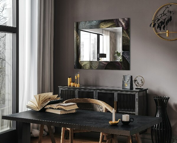 Espelho decorativo com folhas de planta coloridas
