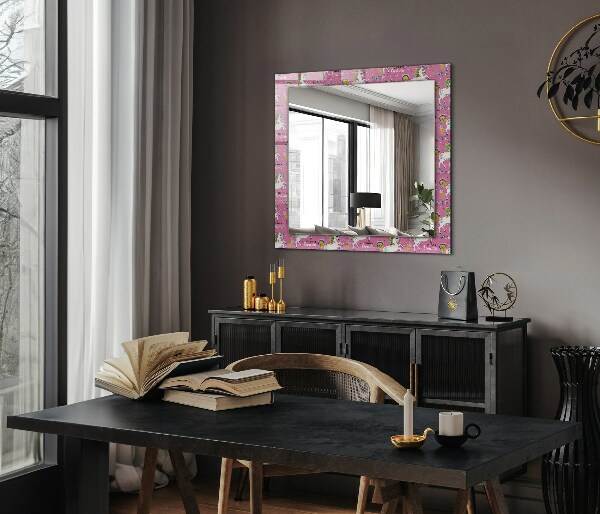 Espelho decorativo unicórnio arco-íris e corações