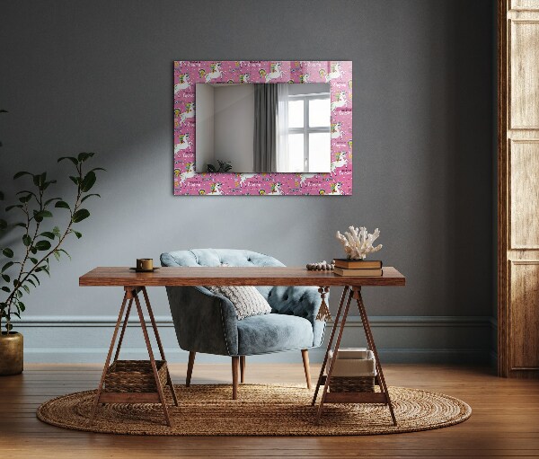 Espelho decorativo unicórnio arco-íris e corações