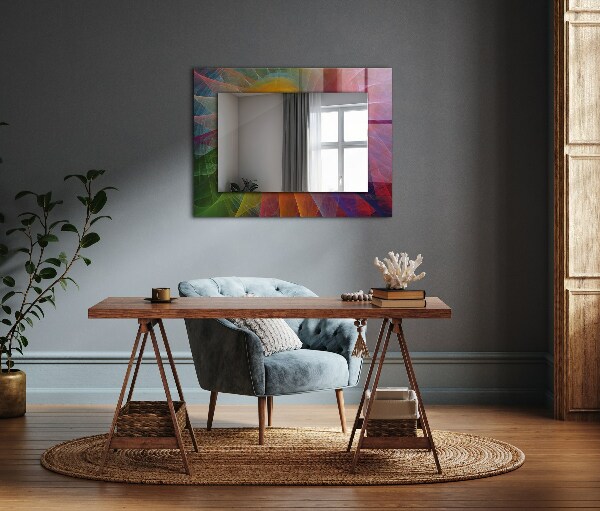Espelho decorativo com design de espiral abstrata colorida