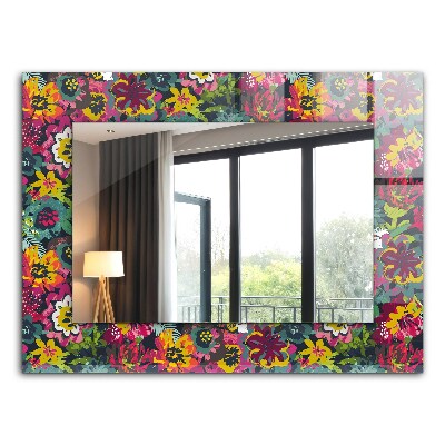 Espelho decorativo com estampa floral colorida