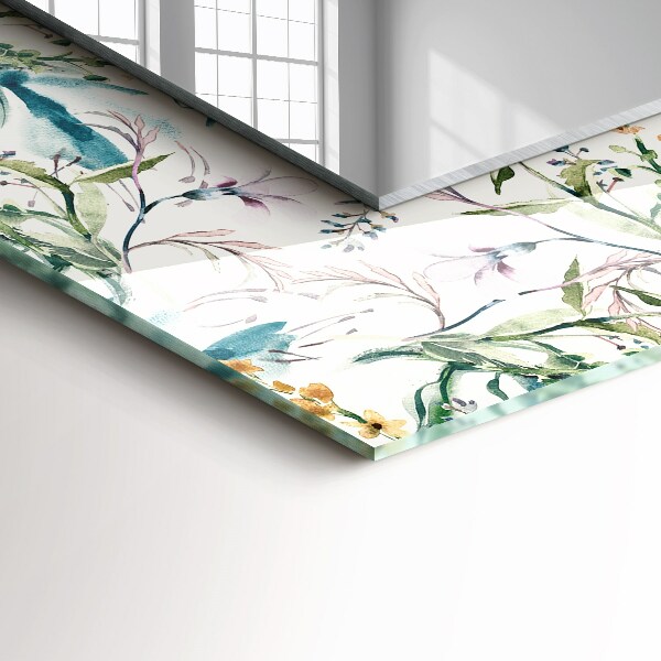 Espelho com moldura decorada em padrão floral de aquarela
