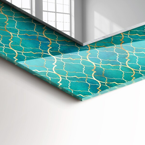 Espelho decorativo com padrão geométrico na cor verde
